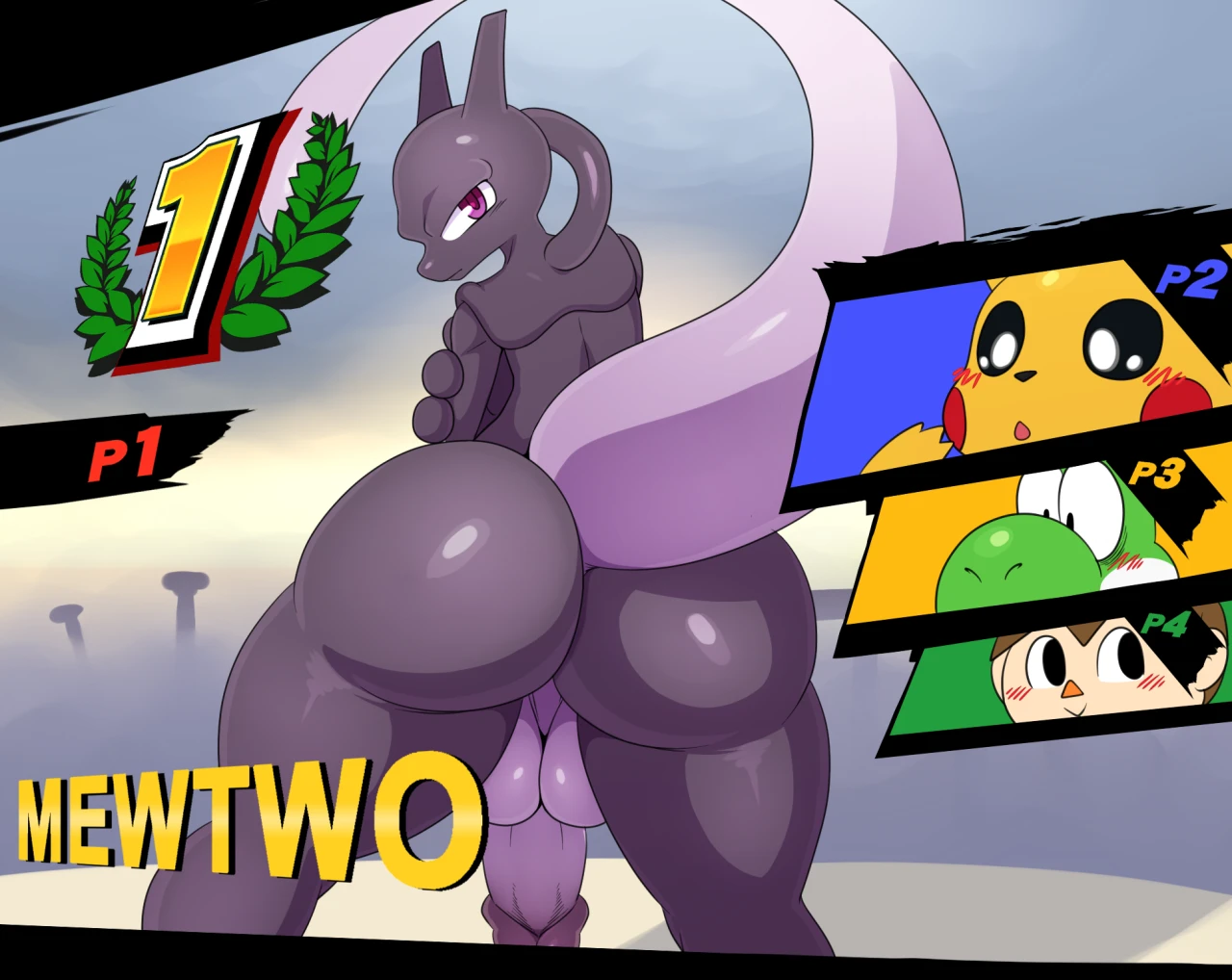 mewtwopikachuvillager-animal-crossingyoshi