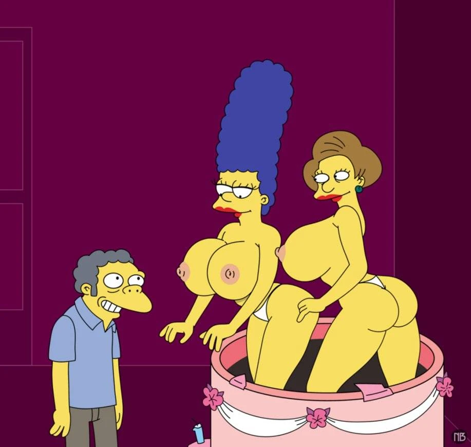 edna-krabappelmarge-simpsonmoe-szyslak