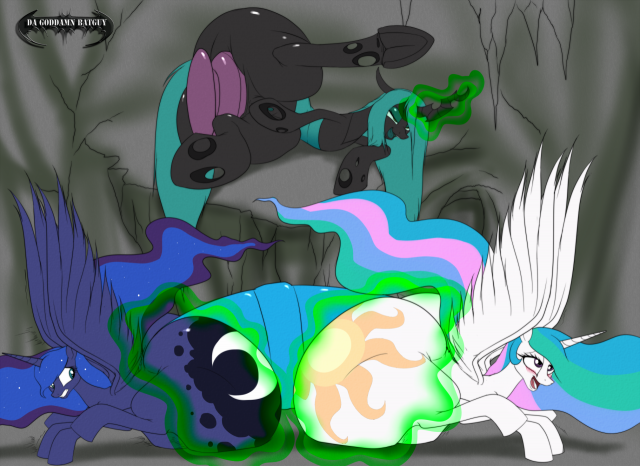 changeling+princess celestia (mlp)+princess luna (mlp)+queen chrysalis (mlp)