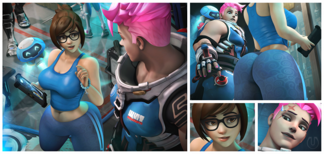 d.va+mei (overwatch)+snowball (overwatch)+zarya