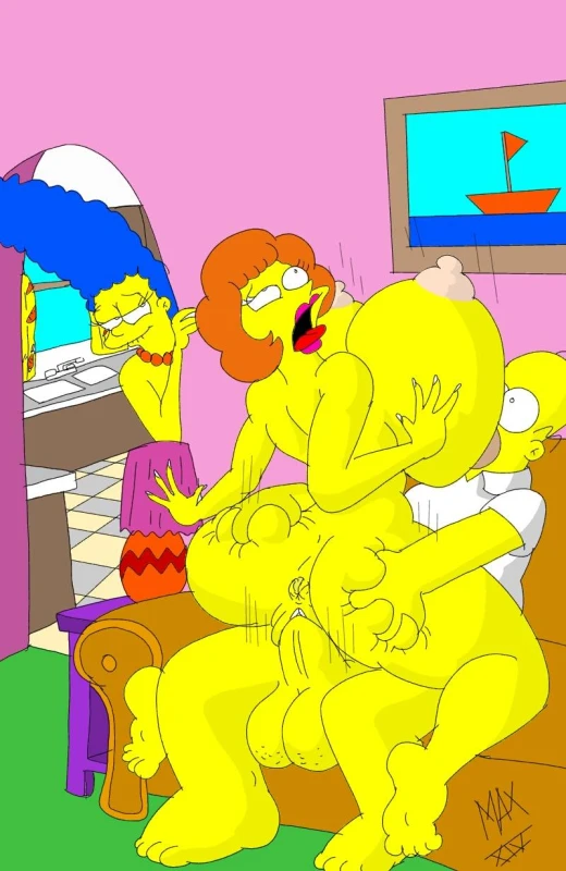 homer simpson+marge simpson+maude flanders