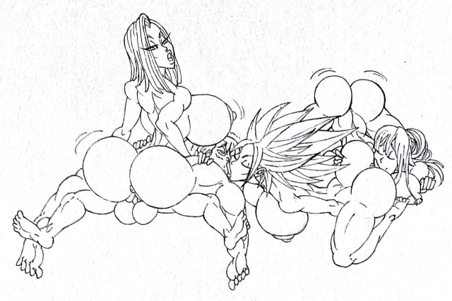 android 18+caulifla+pan (dragon ball)