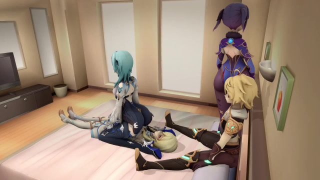 aether (genshin impact),eula (genshin impact),lumine (genshin impact),mona (genshin impact)