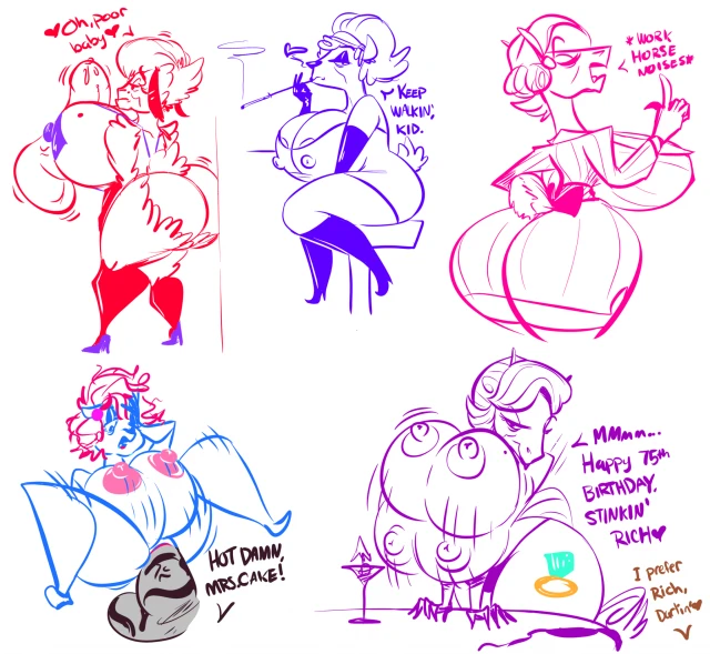 mare+mrs cake (mlp)+spoiled rich (mlp)