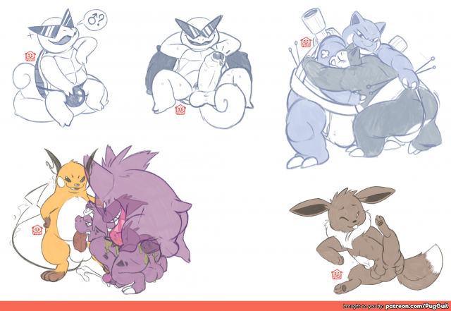 eevee+gengar+kishin+nidoran+raichu+snorlax+squirtle